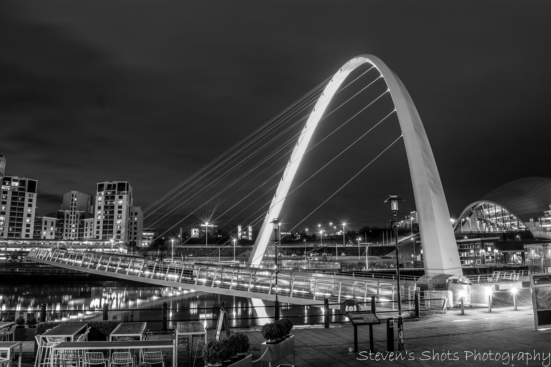 Black and white side view of the millenium bridge 6.3.18.jpg -  by Steven's Shots Photography